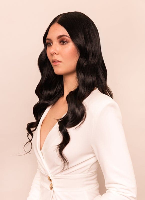 20 inch Full Volume Clip in Hair Extensions #1B Natural Black