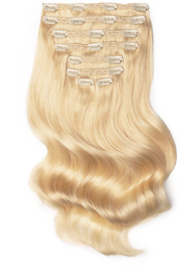 16 inch Full Volume Clip in Hair Extensions #613 Bleached Blonde