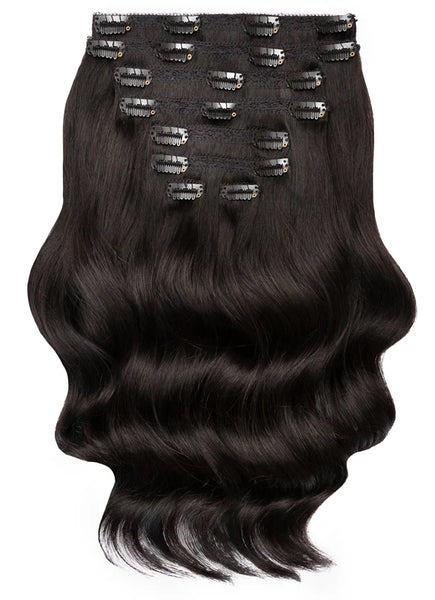 16 Inch Deluxe Clip in Hair Extensions #1 Jet Black