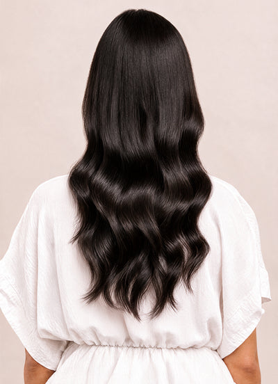 16 inch Full Volume Clip in Hair Extensions #1B Natural Black