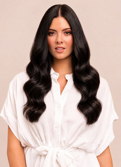 16 inch Full Volume Clip in Hair Extensions #1B Natural Black