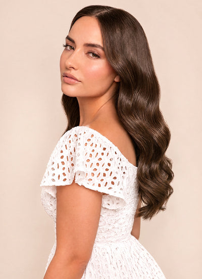 16 inch Full Volume Clip in Hair Extensions #1C Mocha Brown