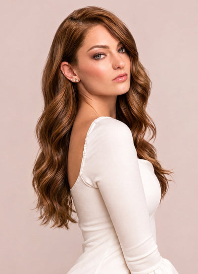 16 inch Full Volume Clip in Hair Extensions #4 Medium Brown
