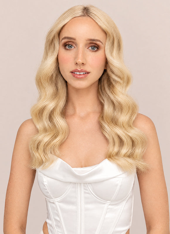 16 inch Full Volume Clip in Hair Extensions #613 Bleached Blonde