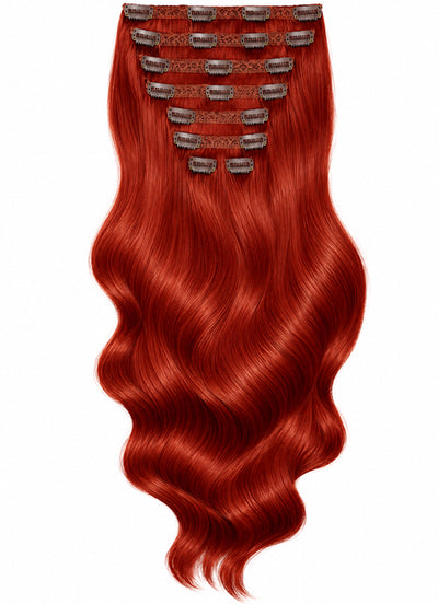 16 inch Full Volume Clip in Hair Extensions Bright Red