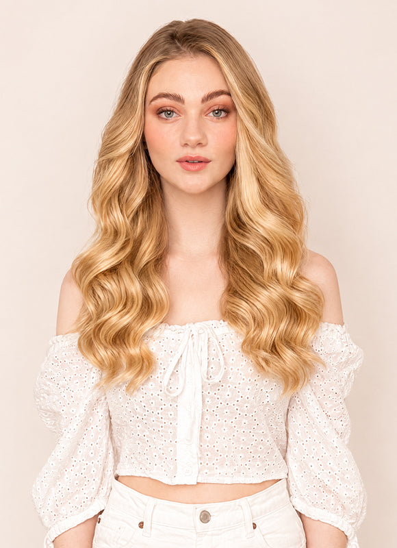 16 inch Ultimate Volume Clip in Hair Extensions in Light Brown & Blonde Balayage
