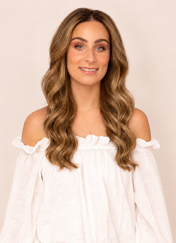 16 inch Full Volume Clip in Hair Extensions Dark & Chestnut Brown Balayage
