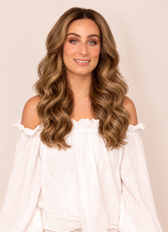 16 inch Ultimate Volume Clip in Hair Extensions in Dark & Chestnut Brown Balayage