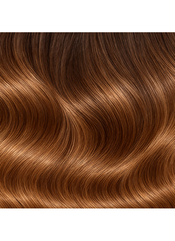 16 inch Full Volume Clip in Hair Extensions Dark to Light Chestnut Brown Ombre