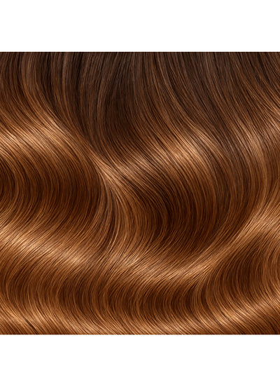 16 inch Full Volume Clip in Hair Extensions Dark to Light Chestnut Brown Ombre
