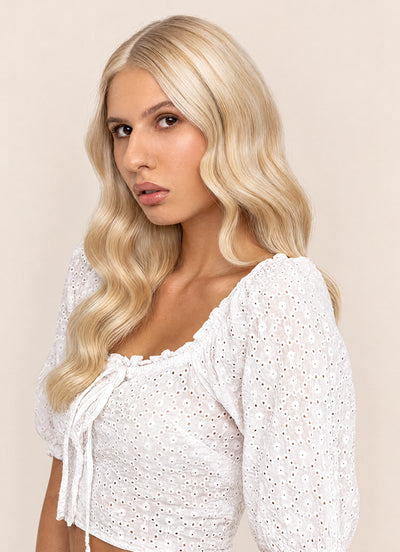 16 inch Full Volume Clip in Hair Extensions Ice Blonde