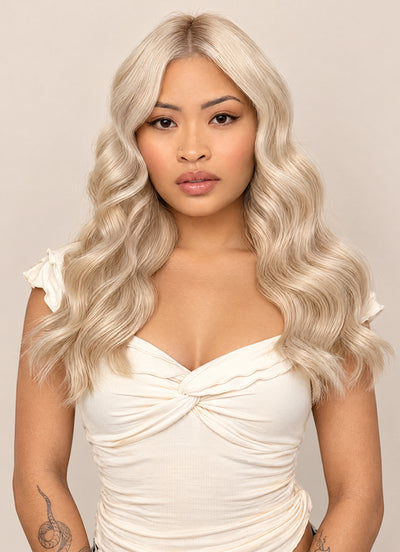 16 inch Full Volume Clip in Hair Extensions Pearl Blonde