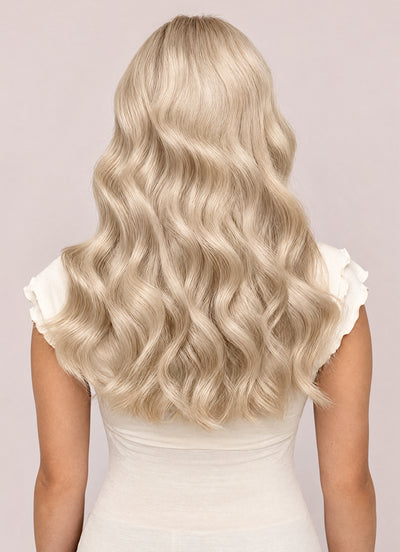 16 inch Full Volume Clip in Hair Extensions Pearl Blonde