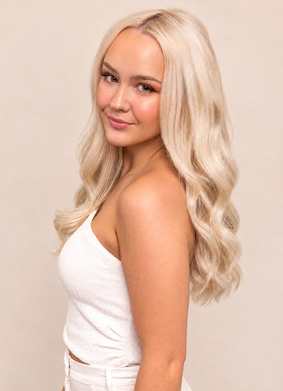 16 inch Full Volume Clip in Hair Extensions Platinum Blonde