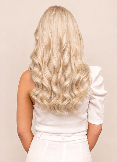 16 inch Full Volume Clip in Hair Extensions Platinum Blonde