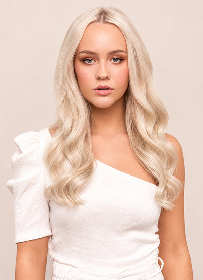 16 inch Full Volume Clip in Hair Extensions Platinum Blonde