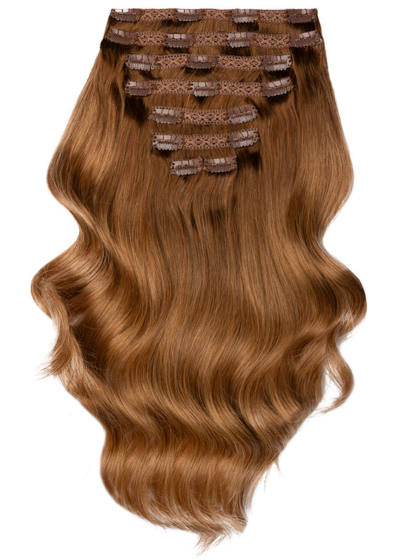 16 inch Full Volume Clip in Hair Extensions Medium to Chestnut Brown O
