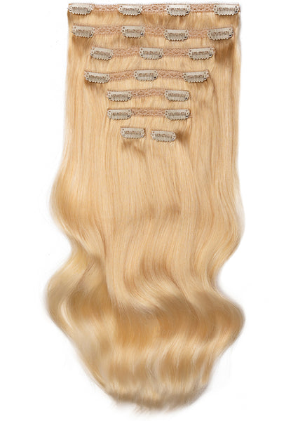 16 Inch Full Volume Clip in Hair Extensions #613 Bleached Blonde