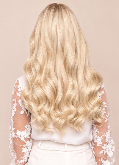 20 inch Ultimate Volume Clip in Hair Extensions  #60W Platinum Blonde