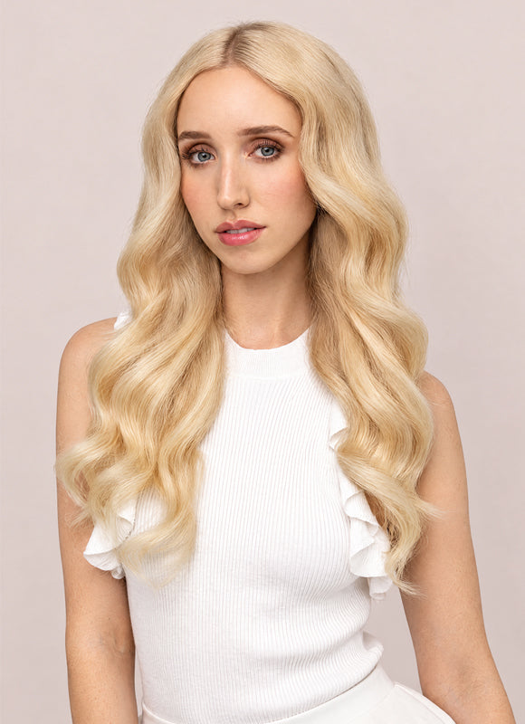 20 inch Full Volume Clip in Hair Extensions #613 Bleached Blonde