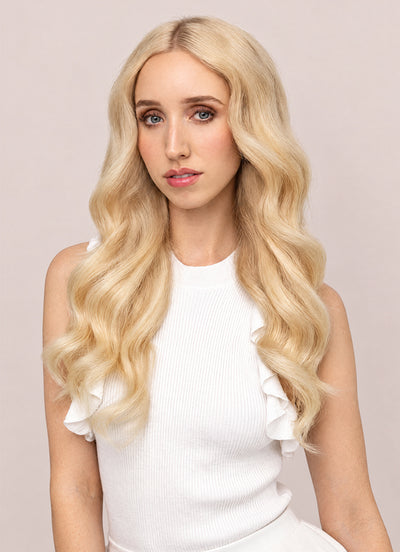 20 inch Full Volume Clip in Hair Extensions #613 Bleached Blonde