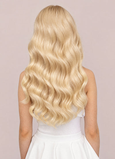 20 inch Full Volume Clip in Hair Extensions #613 Bleached Blonde