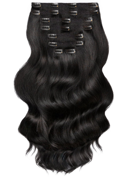 24 Inch Deluxe Clip in Hair Extensions #1 Jet Black