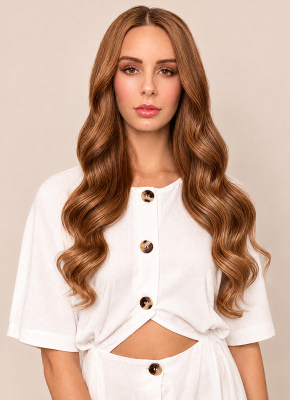 20 inch Full Volume Clip in Hair Extensions #6 Light Chestnut Brown