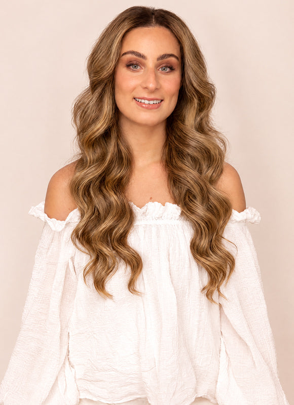 20 inch Ultimate Volume Clip in Hair Extensions Dark & Chestnut Brown Balayage