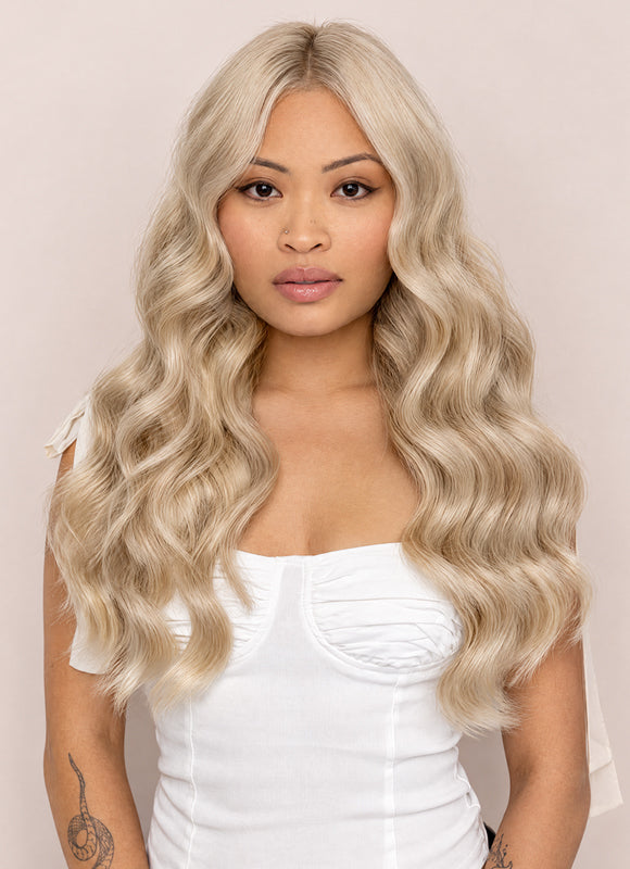 20 inch Full Volume Clip in Hair Extensions Pearl Blonde