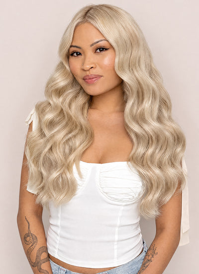 20 inch Full Volume Clip in Hair Extensions Pearl Blonde