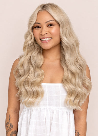 20 inch Ultimate Volume Clip in Hair Extensions Pearl Blonde
