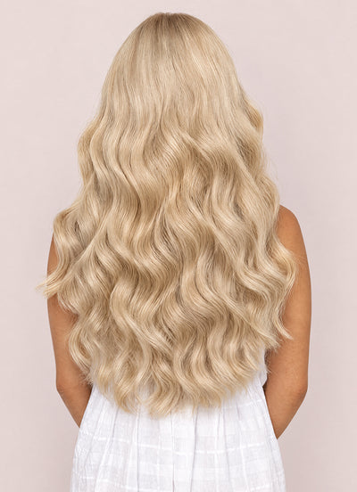 20 inch Ultimate Volume Clip in Hair Extensions Pearl Blonde