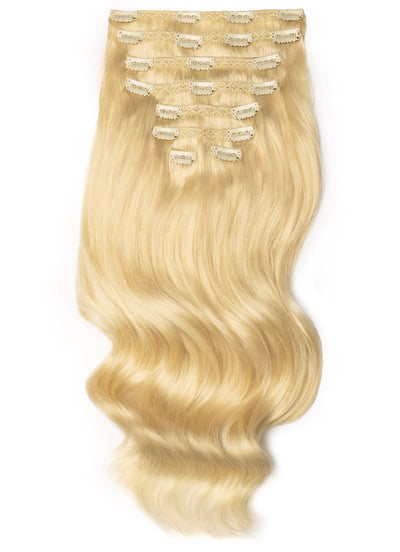 20 inch Deluxe Clip in Hair Extensions #613 Bleached Blonde