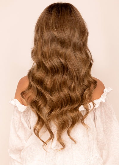 20 inch Full Volume Clip in Hair Extensions Dark & Chestnut Brown Balayage