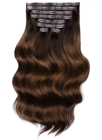 18 inch Seamless Clip in Hair Extensions T#1C-1C/04 Balayage