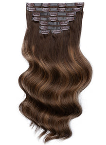 18 inch Seamless Clip in Hair Extensions T#02-02/08 Balayage