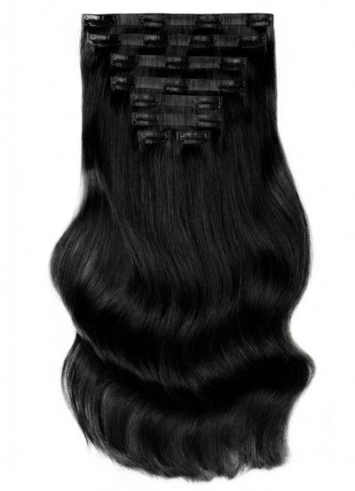 20 inch Seamless Clip in Hair Extensions #1 Jet Black