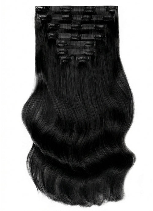 20 inch Seamless Clip in Hair Extensions #1 Jet Black
