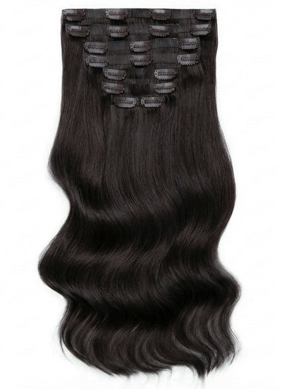 20 inch Seamless Clip in Hair Extensions #1B Natural Black