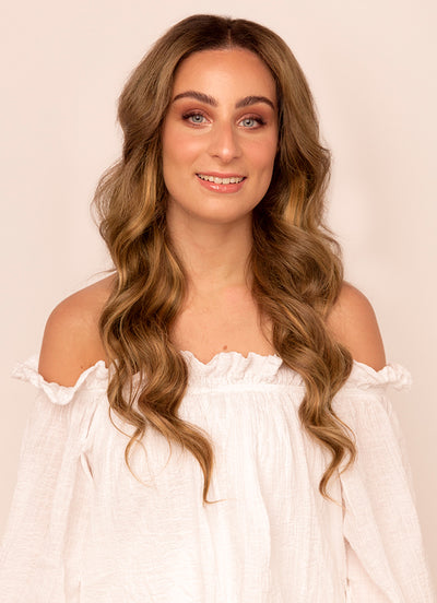 20 inch Seamless Clip in Hair Extensions Dark & Chestnut Brown Balayage