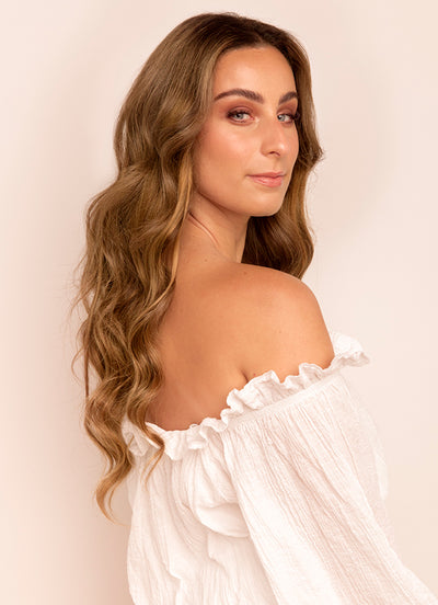 20 inch Seamless Clip in Hair Extensions Dark & Chestnut Brown Balayage