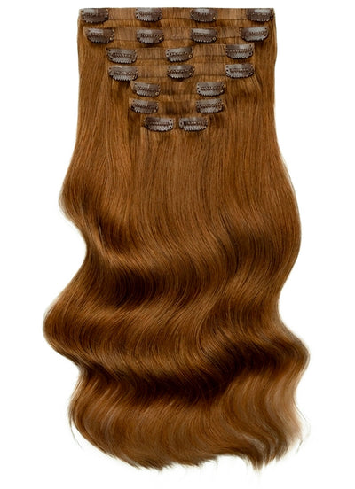 20 inch Seamless Clip in Hair Extensions #6 Light Chestnut Brown