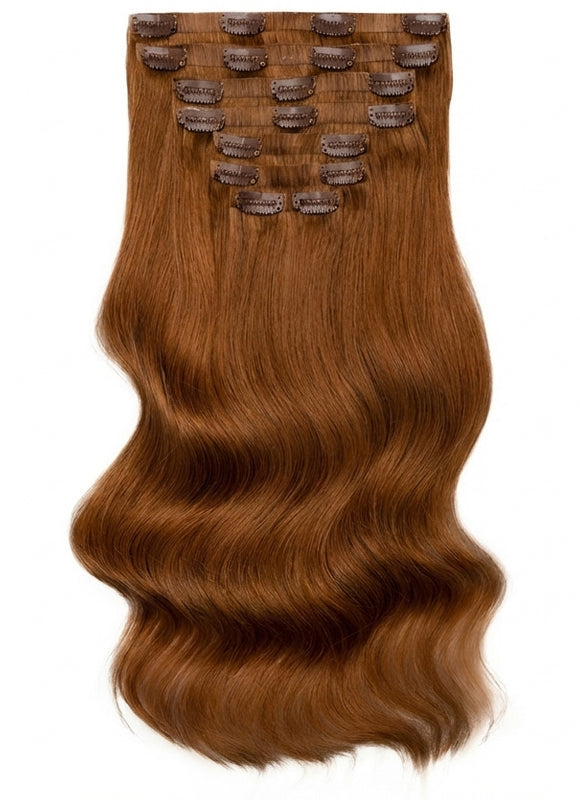 20 inch Seamless Clip in Hair Extensions #6 Light Chestnut Brown