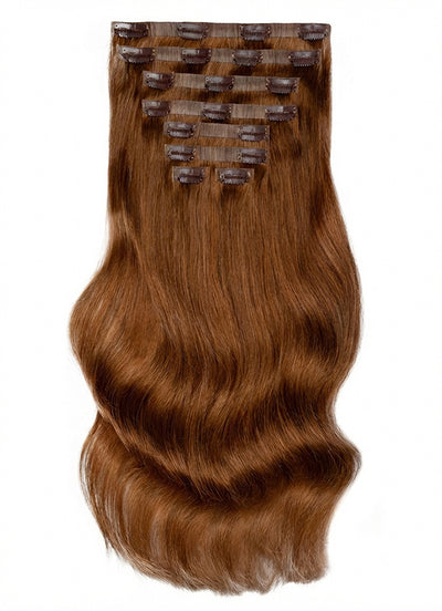20 inch Seamless Clip in Hair Extensions #4 Medium Brown