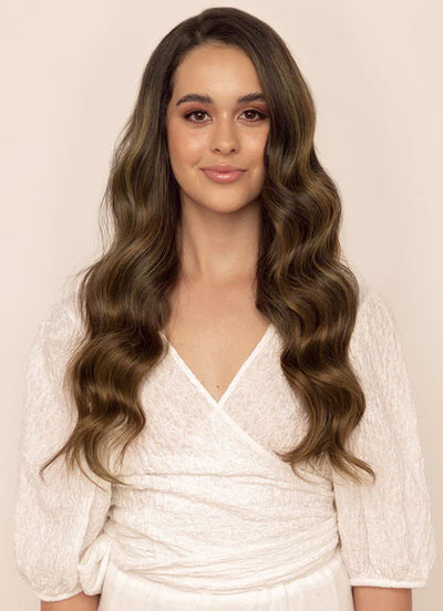 22 inch Halo Hair Extensions in Mocha & Medium Brown