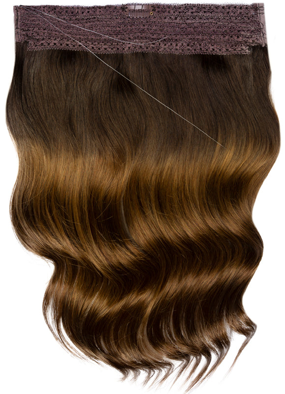 22 inch Halo Hair Extensions in Dark to Medium Brown Ombre