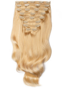 24 Inch Deluxe Clip in Hair Extensions #613 Bleached Blonde