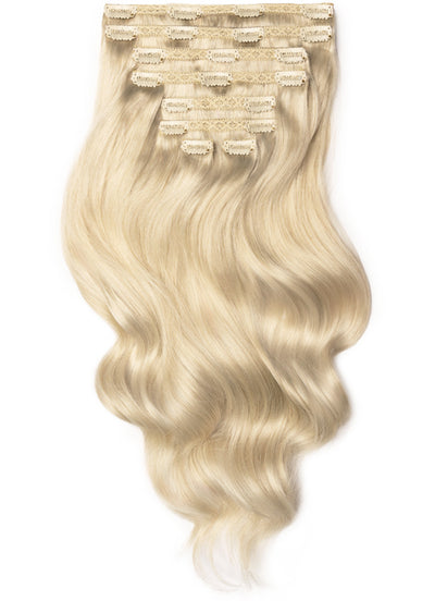 24 inch Ultimate Volume Clip in Hair Extensions  #60W Platinum Blonde