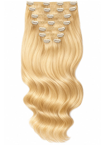 20 inch Full Volume Clip in Hair Extensions #613 Bleached Blonde